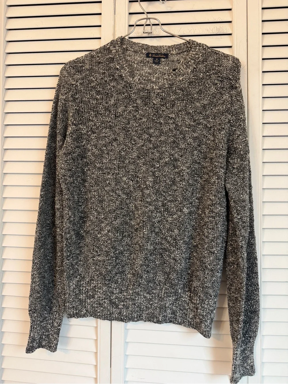 Brooks Brothers Womens Crewneck Swwater Metallic Silver Shimmer Evening Coastal